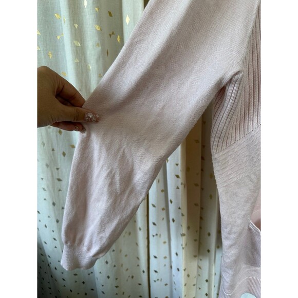 Peyton Primrose Women's Powder Pink Mix Ribbed Front Pockets Open Cardigan L - Picture 3 of 7